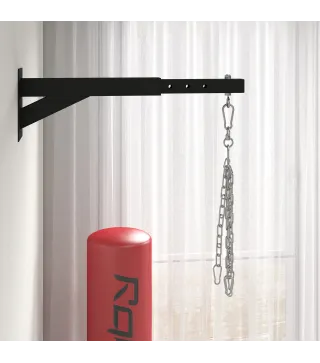 Soporte Saco Boxeo de Pared con Distancia Ajustable Gancho Giratorio Cadenas 45-65 cm Negro