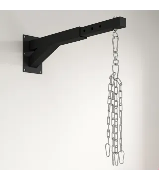Soporte Saco Boxeo de Pared con Distancia Ajustable Gancho Giratorio Cadenas 45-65 cm Negro