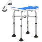Silla de Ducha Antideslizante con Barra de Agarre con Ventosas Altura Regulable y Asiento en Forma de U Azul