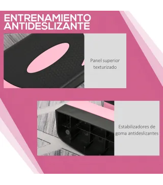 Step de Aeróbic para Fitness Antideslizante con Altura Regulable 3 Niveles de 10/15/20 cm Carga 150 kg 80x31x20 cm Rosa