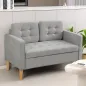 Sofá de 2 Plazas con Espacio de Almacenamiento Patas de Madera Respaldo Capitoné 117x62x78 cm Gris Claro
