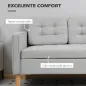 Sofá de 2 Plazas con Espacio de Almacenamiento Patas de Madera Respaldo Capitoné 117x62x78 cm Gris Claro