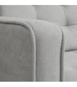 Sofá de 2 Plazas con Espacio de Almacenamiento Patas de Madera Respaldo Capitoné 117x62x78 cm Gris Claro