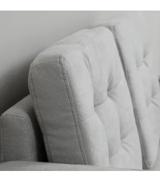 Sofá de 2 Plazas con Espacio de Almacenamiento Patas de Madera Respaldo Capitoné 117x62x78 cm Gris Claro