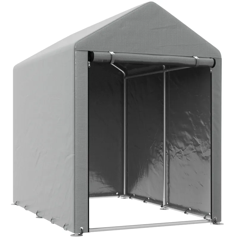 Carpa de Jardín para Bicicletas 1,2x1,8x1,65 m con 2 Habitaciones Puerta con Cremallera Impermeable Anti-UV Gris Claro