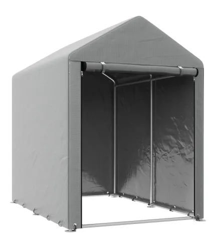 Carpa de Jardín para Bicicletas 1,2x1,8x1,65 m con 2 Habitaciones Puerta con Cremallera Impermeable Anti-UV Gris Claro