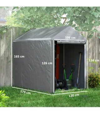 Carpa de Jardín para Bicicletas 1,2x1,8x1,65 m con 2 Habitaciones Puerta con Cremallera Impermeable Anti-UV Gris Claro