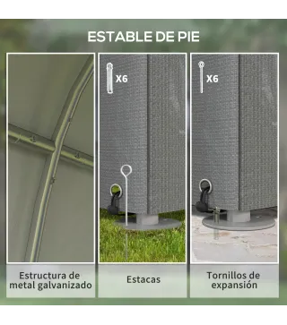 Carpa de Jardín para Bicicletas 1,2x1,8x1,65 m con 2 Habitaciones Puerta con Cremallera Impermeable Anti-UV Gris Claro