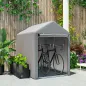 Carpa de Jardín para Bicicletas 1,2x1,8x1,65 m con 2 Habitaciones Puerta con Cremallera Impermeable Anti-UV Gris Claro