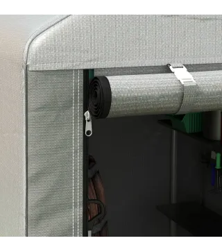 Carpa de Jardín para Bicicletas 1,2x1,8x1,65 m con 2 Habitaciones Puerta con Cremallera Impermeable Anti-UV Gris Claro