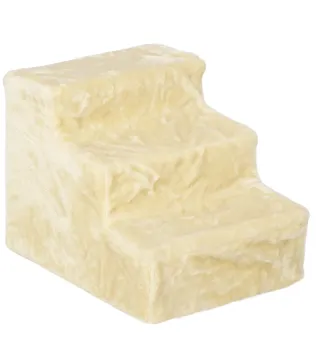 Escalera para Perros de 3 Peldaños con Funda Extraíble y Lavable Rampa para Perros para Cama Sofá 46x35x35 cm Beige