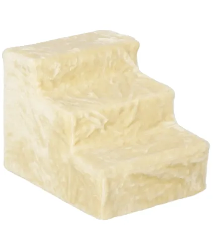 Escalera para Perros de 3 Peldaños con Funda Extraíble y Lavable Rampa para Perros para Cama Sofá 46x35x35 cm Beige