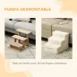 Escalera para Perros de 3 Peldaños con Funda Extraíble y Lavable Rampa para Perros para Cama Sofá 46x35x35 cm Beige