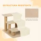 Escalera para Perros de 3 Peldaños con Funda Extraíble y Lavable Rampa para Perros para Cama Sofá 46x35x35 cm Beige