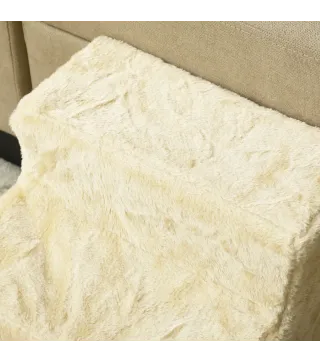 Escalera para Perros de 3 Peldaños con Funda Extraíble y Lavable Rampa para Perros para Cama Sofá 46x35x35 cm Beige
