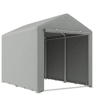 Carpa de Jardín para Bicicletas 1,6x2,2x1,7 m con 2 Habitaciones Puerta con Cremallera Impermeable Anti-UV Gris Claro