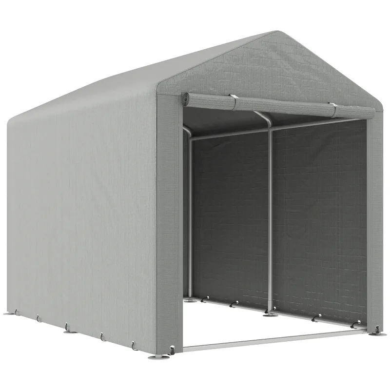 Carpa de Jardín para Bicicletas 1,6x2,2x1,7 m con 2 Habitaciones Puerta con Cremallera Impermeable Anti-UV Gris Claro