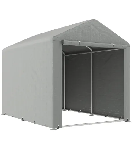 Carpa de Jardín para Bicicletas 1,6x2,2x1,7 m con 2 Habitaciones Puerta con Cremallera Impermeable Anti-UV Gris Claro