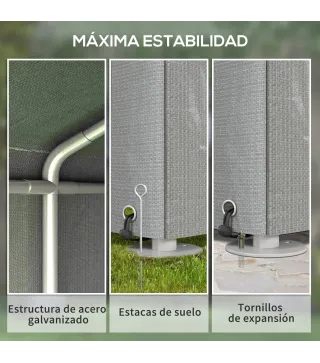 Carpa de Jardín para Bicicletas 1,6x2,2x1,7 m con 2 Habitaciones Puerta con Cremallera Impermeable Anti-UV Gris Claro