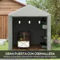 Carpa de Jardín para Bicicletas 1,6x2,2x1,7 m con 2 Habitaciones Puerta con Cremallera Impermeable Anti-UV Gris Claro