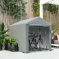 Carpa de Jardín para Bicicletas 1,6x2,2x1,7 m con 2 Habitaciones Puerta con Cremallera Impermeable Anti-UV Gris Claro