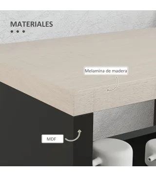 Carrito Auxiliar con Ruedas de 3 Niveles Carrito de Cocina Estrecho con 3 Estantes Tablero y Asa 48x15x80 cm Negro