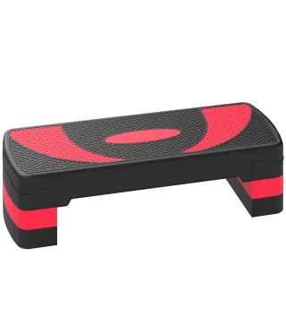Step de Aeróbic para Fitness Antideslizante con Altura Regulable 3 Niveles 10/15/20 cm Carga 150 kg 80x31x20 cm Rojo