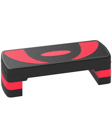 Step de Aeróbic para Fitness Antideslizante con Altura Regulable 3 Niveles 10/15/20 cm Carga 150 kg 80x31x20 cm Rojo