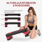 Step de Aeróbic para Fitness Antideslizante con Altura Regulable 3 Niveles 10/15/20 cm Carga 150 kg 80x31x20 cm Rojo