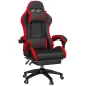Silla Gaming de Cuero Sintético Reclinable 135° Reposacabezas y Reposapiés 65x65x121-129cm Negro y Rojo