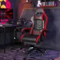 Silla Gaming de Cuero Sintético Reclinable 135° Reposacabezas y Reposapiés 65x65x121-129cm Negro y Rojo