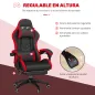 Silla Gaming de Cuero Sintético Reclinable 135° Reposacabezas y Reposapiés 65x65x121-129cm Negro y Rojo