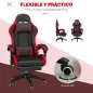 Silla Gaming de Cuero Sintético Reclinable 135° Reposacabezas y Reposapiés 65x65x121-129cm Negro y Rojo
