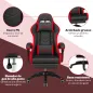 Silla Gaming de Cuero Sintético Reclinable 135° Reposacabezas y Reposapiés 65x65x121-129cm Negro y Rojo