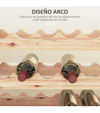 Botellero de Madera de 8 Niveles 96 Botellas Carga 100 kg para Cocina Bar 114x28x113,5 cm Madera Natural