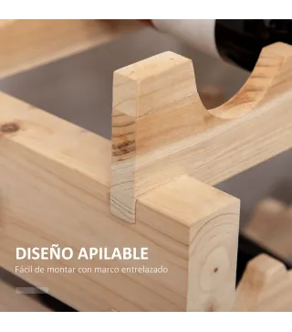 Botellero de Madera de 8 Niveles 96 Botellas Carga 100 kg para Cocina Bar 114x28x113,5 cm Madera Natural