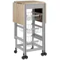 Carrito Auxiliar Plegable Carrito de Cocina con 6 Ruedas 1 Cajón y 3 Cesta de Metal 97,2x37x77,5 cm Gris y Roble
