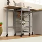 Carrito Auxiliar Plegable Carrito de Cocina con 6 Ruedas 1 Cajón y 3 Cesta de Metal 97,2x37x77,5 cm Gris y Roble