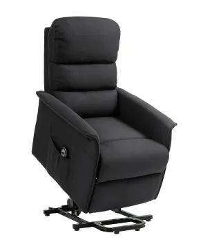 Sillón Relax Reclinable Eléctrico Levanta Personas con Mando a Distancia y Bolsillo Lateral Tapizado en Lino Negro