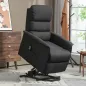 Sillón Relax Reclinable Eléctrico Levanta Personas con Mando a Distancia y Bolsillo Lateral Tapizado en Lino Negro