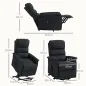 Sillón Relax Reclinable Eléctrico Levanta Personas con Mando a Distancia y Bolsillo Lateral Tapizado en Lino Negro