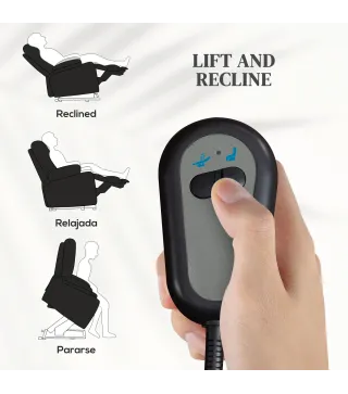 Sillón Relax Reclinable Eléctrico Levanta Personas con Mando a Distancia y Bolsillo Lateral Tapizado en Lino Negro