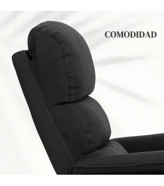 Sillón Relax Reclinable Eléctrico Levanta Personas con Mando a Distancia y Bolsillo Lateral Tapizado en Lino Negro