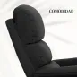 Sillón Relax Reclinable Eléctrico Levanta Personas con Mando a Distancia y Bolsillo Lateral Tapizado en Lino Negro