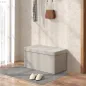 Puff Almacenaje, Banco Almacenaje Plegable 84 L 76x38x38 cm Tapizado en Lino Sintético Baúl de Almacenamiento Crema