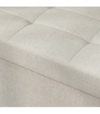 Puff Almacenaje, Banco Almacenaje Plegable 84 L 76x38x38 cm Tapizado en Lino Sintético Baúl de Almacenamiento Crema