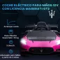 Coche Eléctrico para Niños de +3 Años Maserati GT2 con Mando a Distancia Faros LED Bocina Música Ruedas Auxiliares Rosa