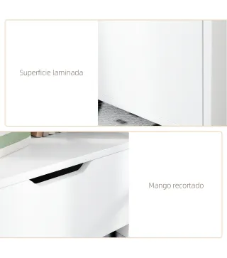 Mesita de Noche Mesilla de Noche Moderna con Cajón y Estantes de Almacenamiento para Salón Dormitorio 45x35x73cm Blanco