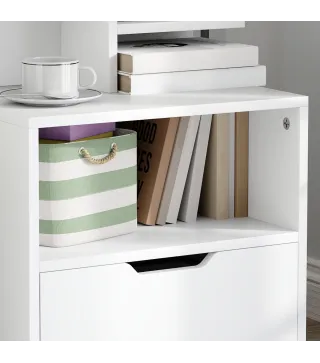 Mesita de Noche Mesilla de Noche Moderna con Cajón y Estantes de Almacenamiento para Salón Dormitorio 45x35x73cm Blanco