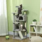 Rascador para Gatos Altura 138 cm Árbol para Gatos con Múltiples Niveles Cuevas Bolas Colgantes y Hamacas Gris Claro
